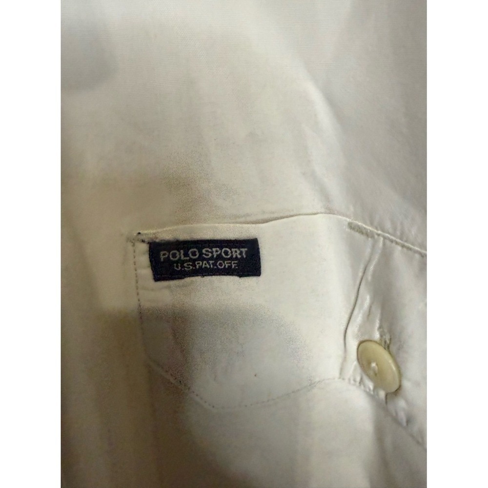 Polo Sport Ralph Lauren Shirt Mens XLarge Beige Sportsman Button Up Cotton VNTG - Picture 2 of 4
